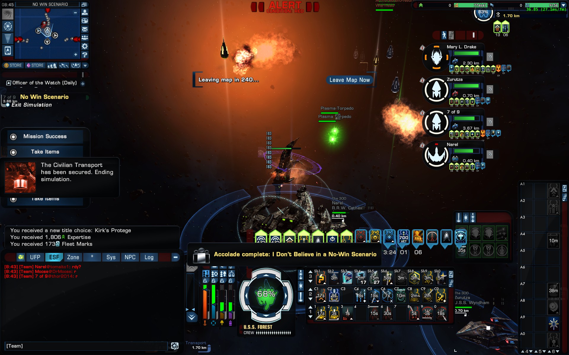 Beating NWS on my Fed Engineer Main, most satisfying moment so far in STO due to amount of attempts and the difficulty of this particular encounter,  I took North (the most difficult) and the team comprised of non-DPS classes (3 Sci, 1 Tac, and myself as an Engineer), oh - and it was against Nausicaans which are quite nasty.