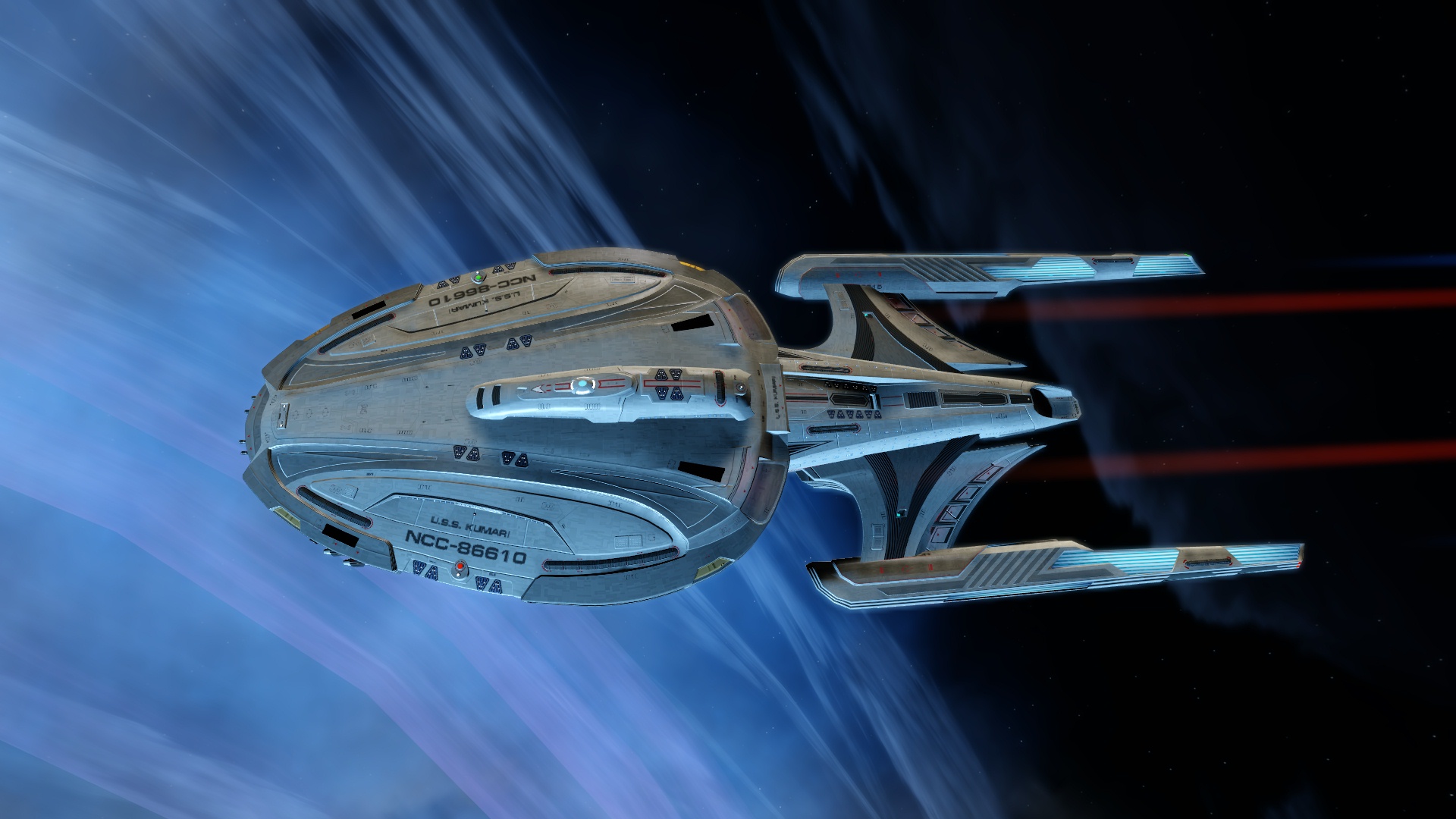 USS Kumari entering the Bajoran wormhole.