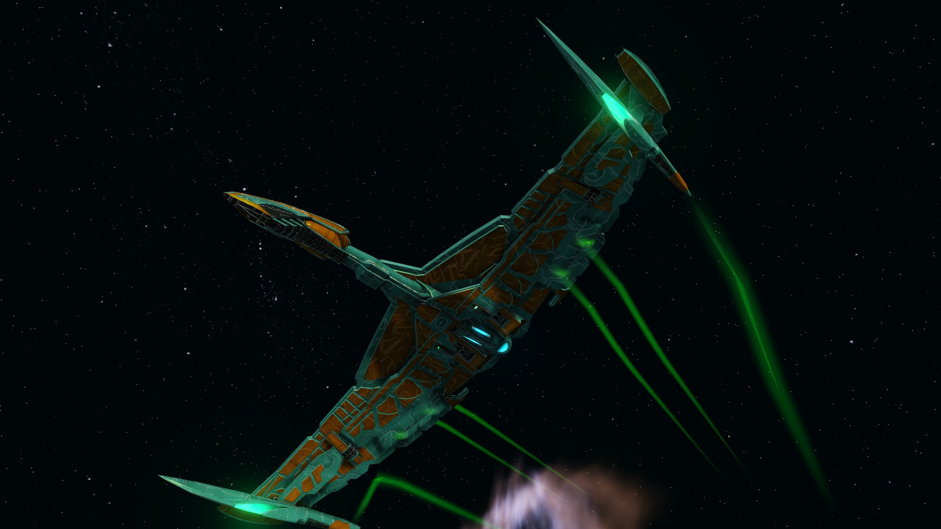 Jarek Cyphus's Yatagarasu, bleeding-edge Romulan warship design in the employ of the Black Lotus Fleet.