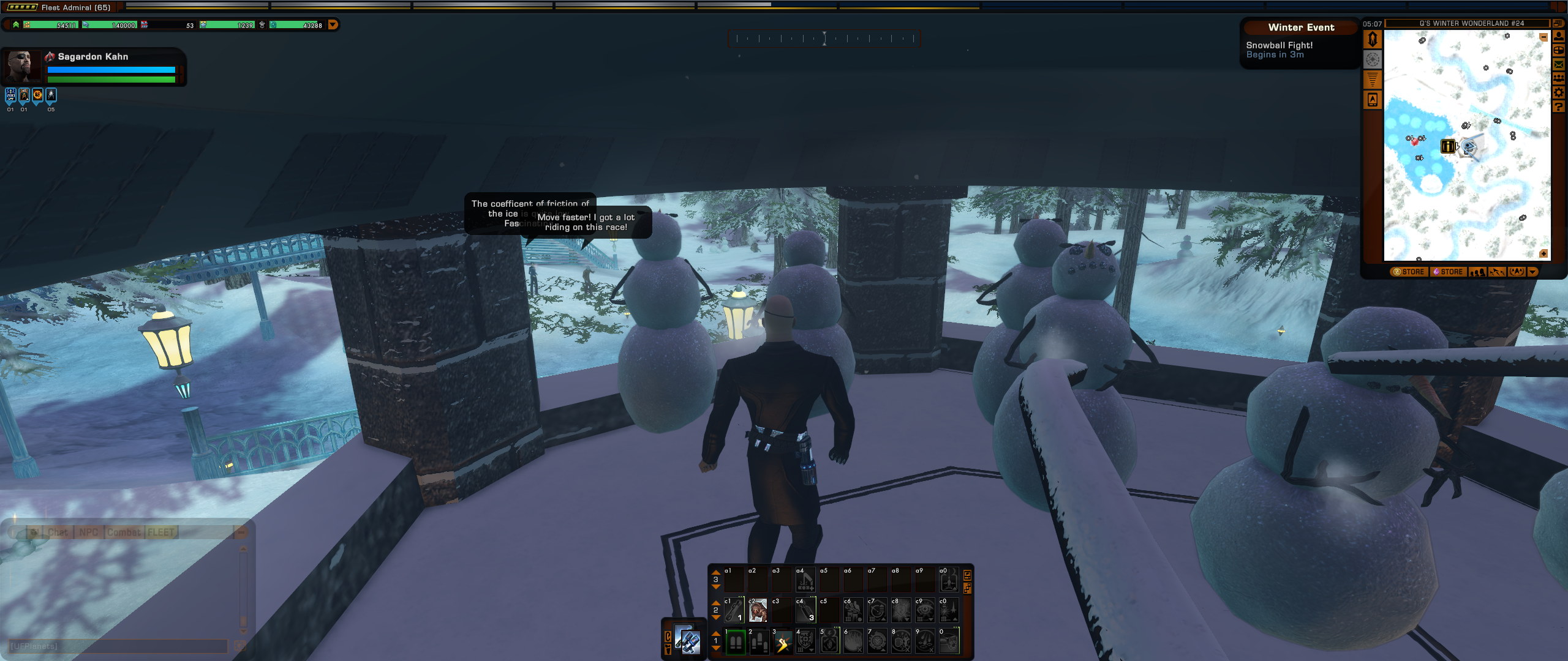 Somehow I got stuck in Snowman prison when rejoining my fleet friends :P